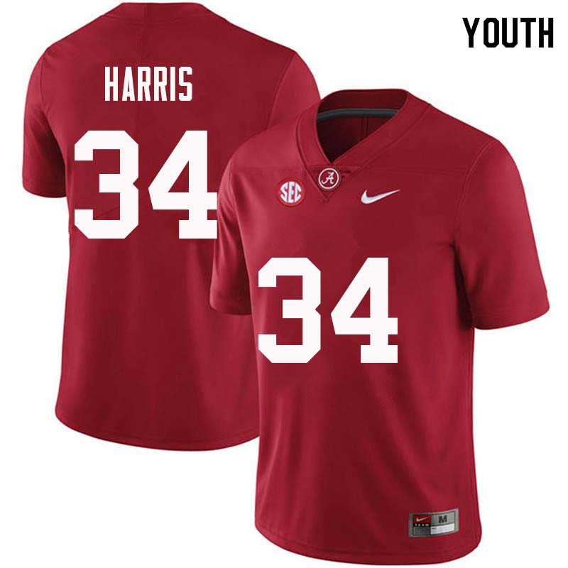 Youth #34 Damien Harris Alabama Crimson Tide College Football Jerseys Sale-Crimson